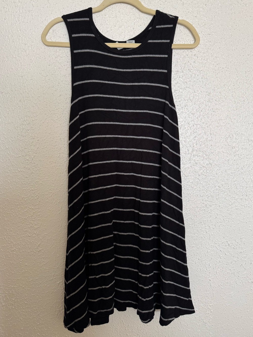 Black Tank Dress with Gray Stripes